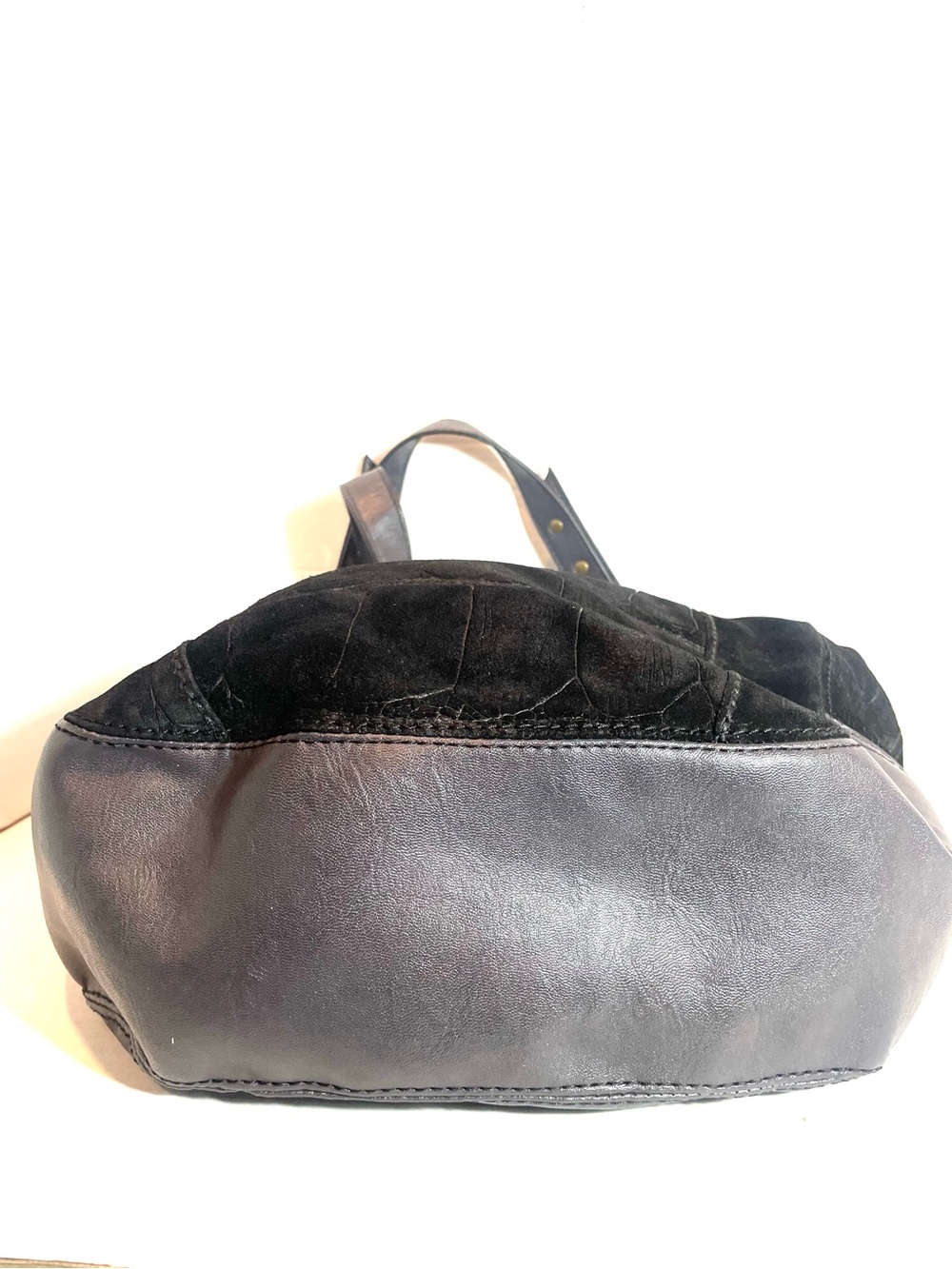 A.N.A. Cowhide Leather Black Croc Embossed Hobo Shoulder Bag Travel Vacation NWT - Picture 8 of 16